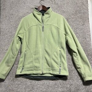 Free Country Woman’s Full Zip Green Fleece Jacket Size Medium *flaw